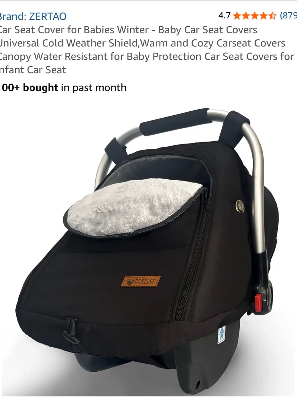 Zertao Black Baby Car Seat Cover - Warm Weather Shield